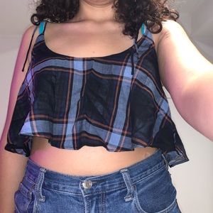 Blue coral striped cropped top urban outfitters